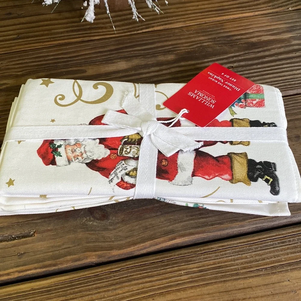 Williams Sonoma 'Twas the Night Before Christmas Napkins - Set of 4 🎅🏻🦌🎄⛄️